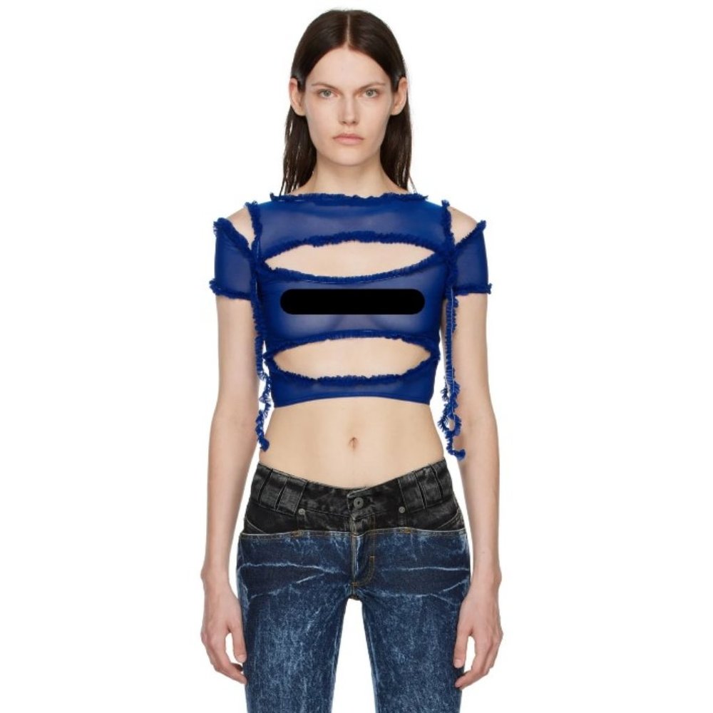 Brand New Barragan Cut-out Semi-Sheer Mesh Top Size S